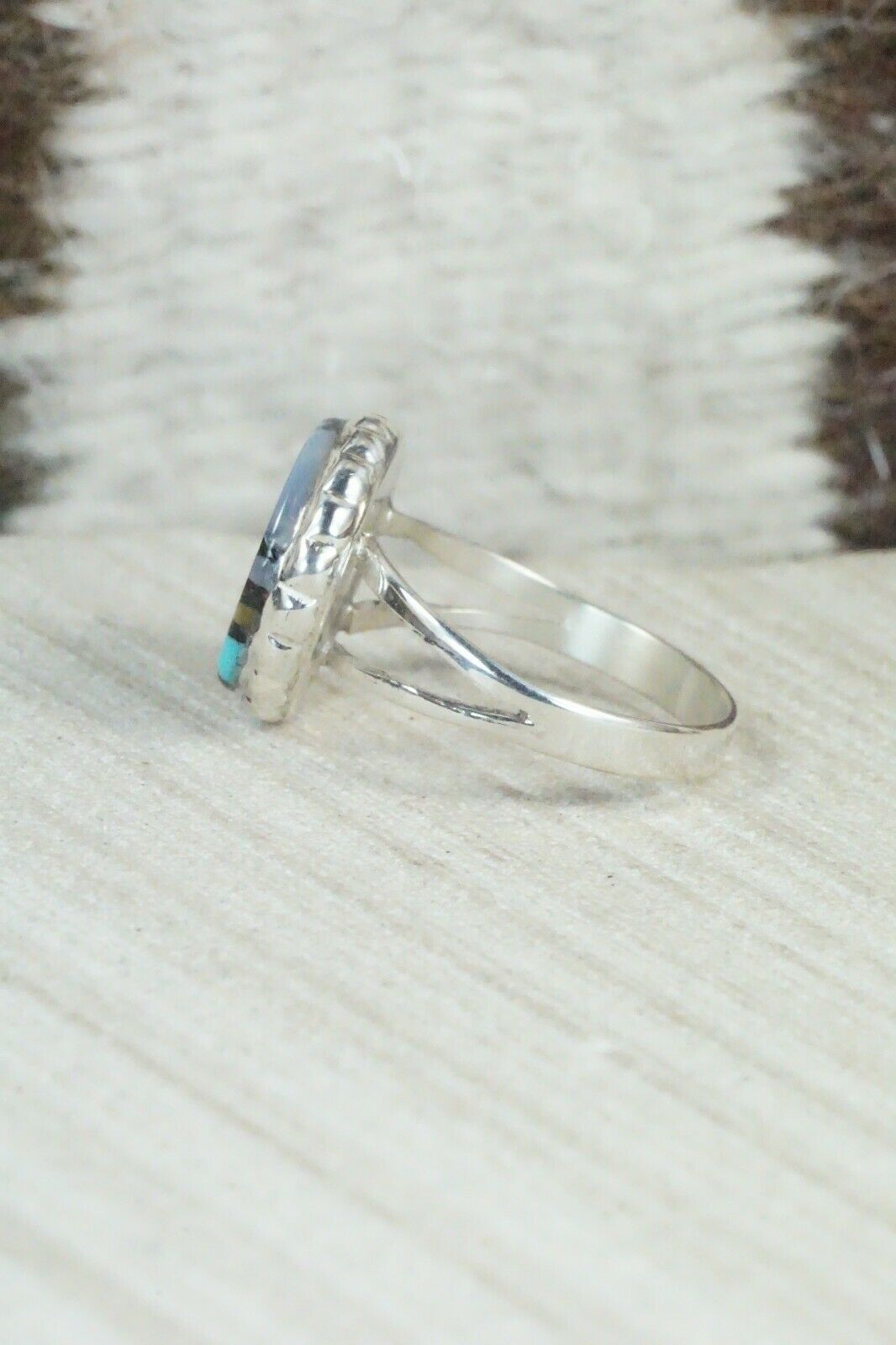 Multi Stone & Sterling Silver Ring - Ruddell Lonjose - Size 7.75