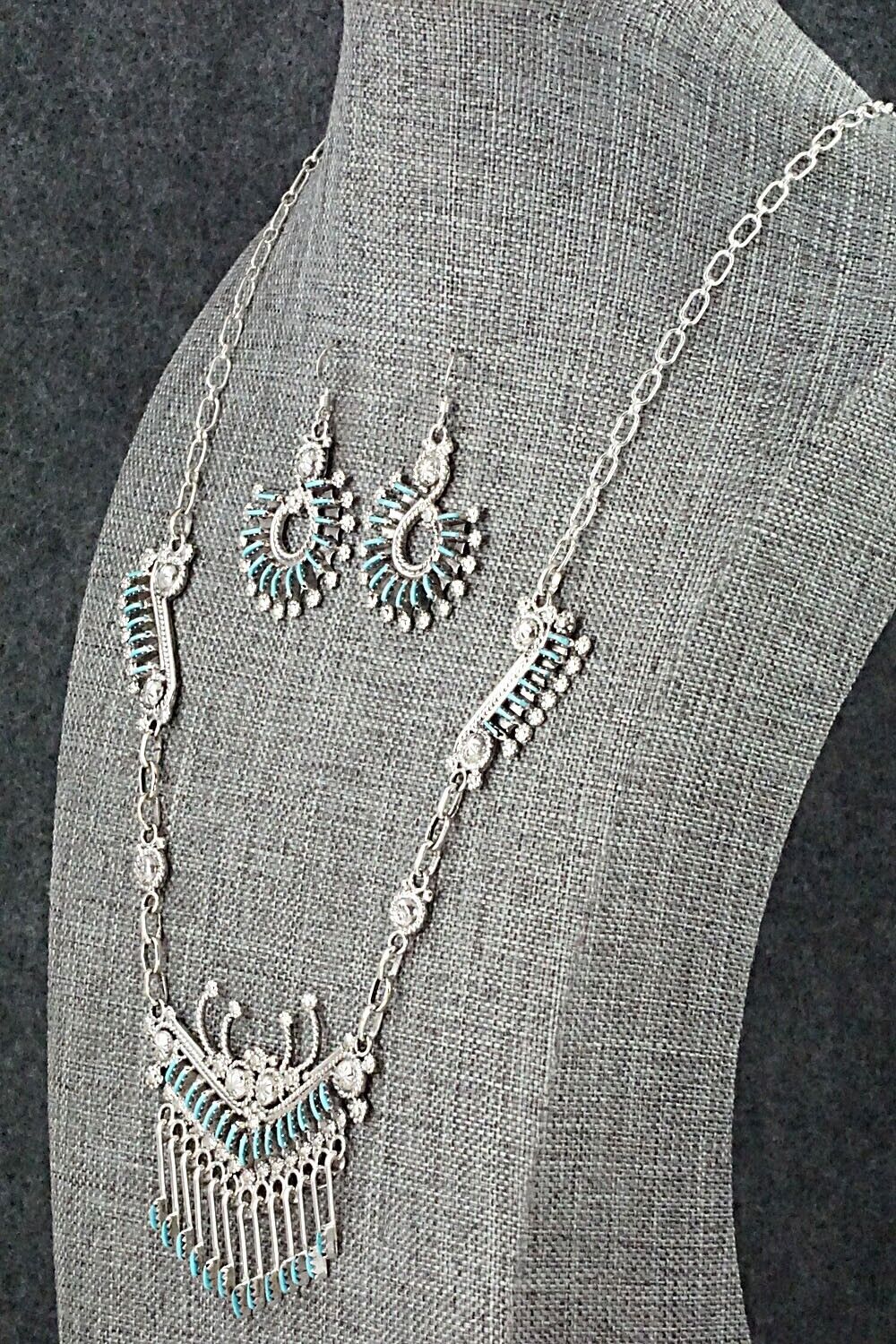 Turquoise & Sterling Silver Necklace Set - Kevin Leekity