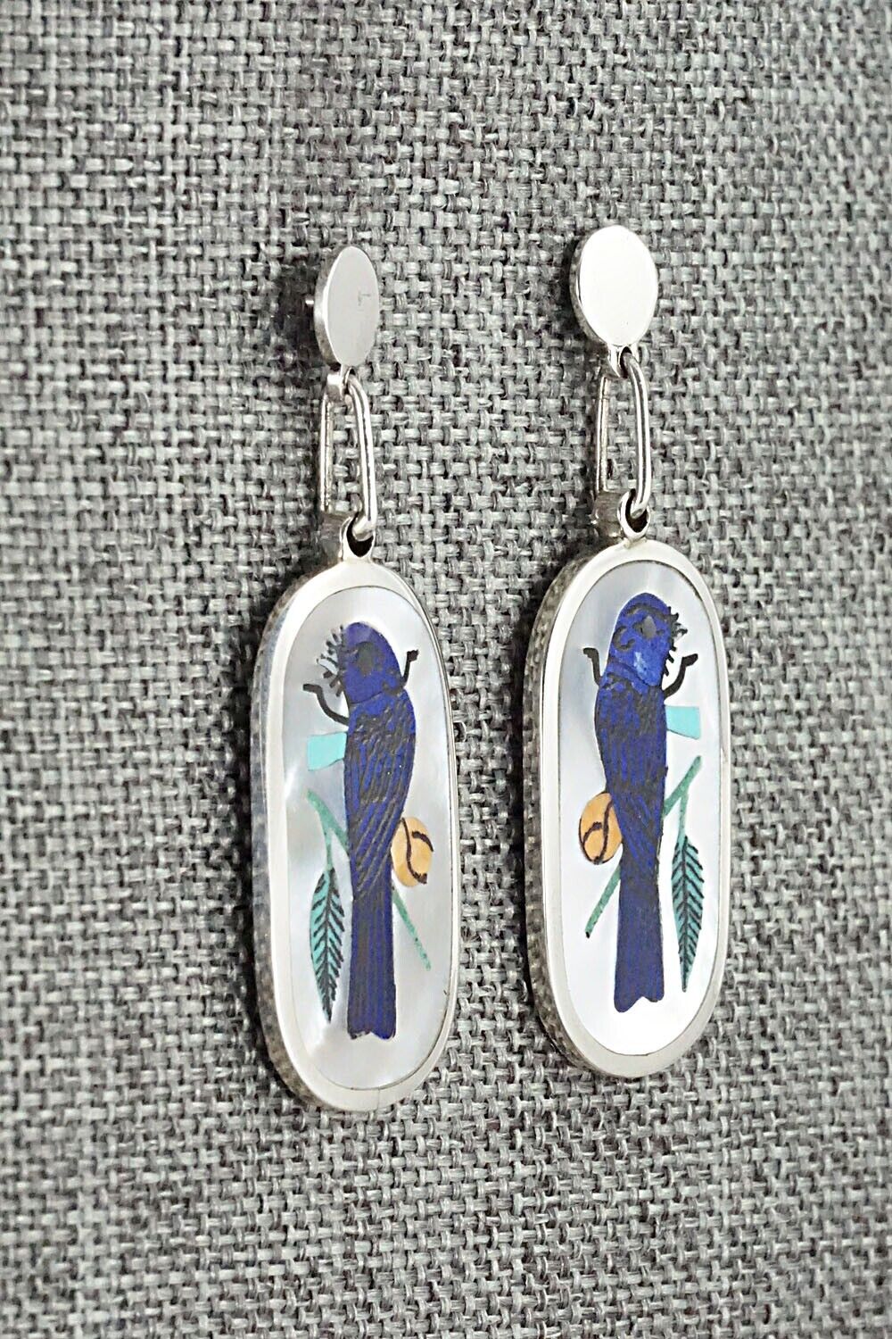 Multi Stone & Sterling Silver Inlay Pendant and Earrings Set - Harlan Coonsis