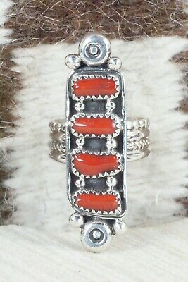Coral & Sterling Silver Ring - Cris Nez - Size 8.5
