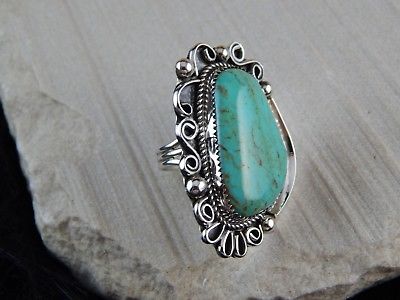 Navajo Sterling Silver & Turquoise Ring - Leslie Nelson - High Lonesome Trading