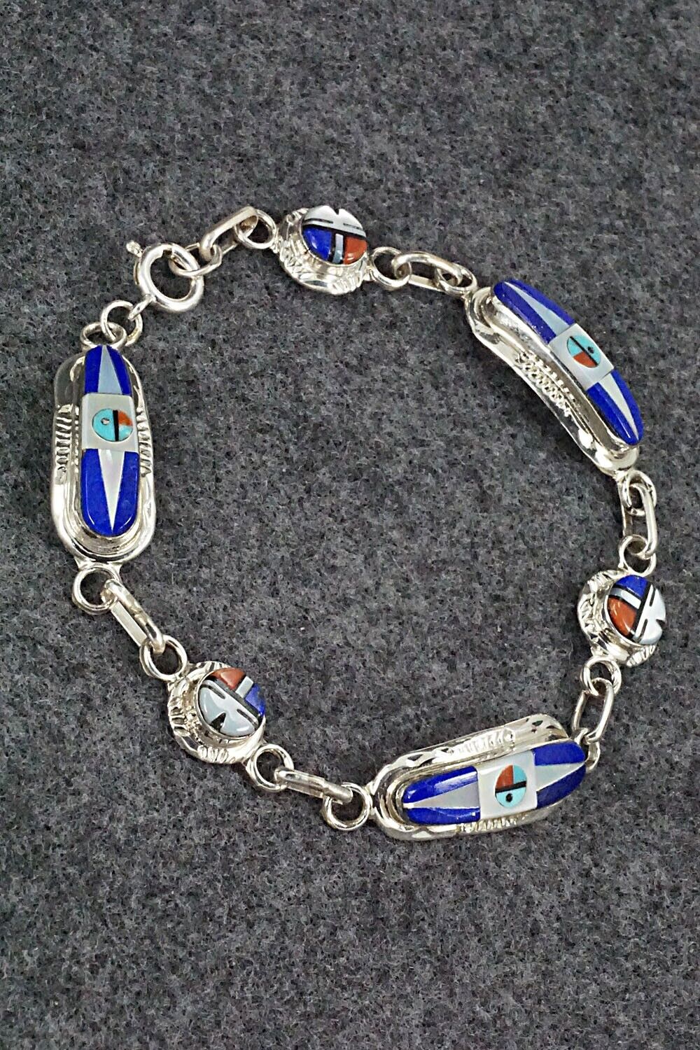 Multi Stone & Sterling Silver Link Bracelet - Patty Edaakie