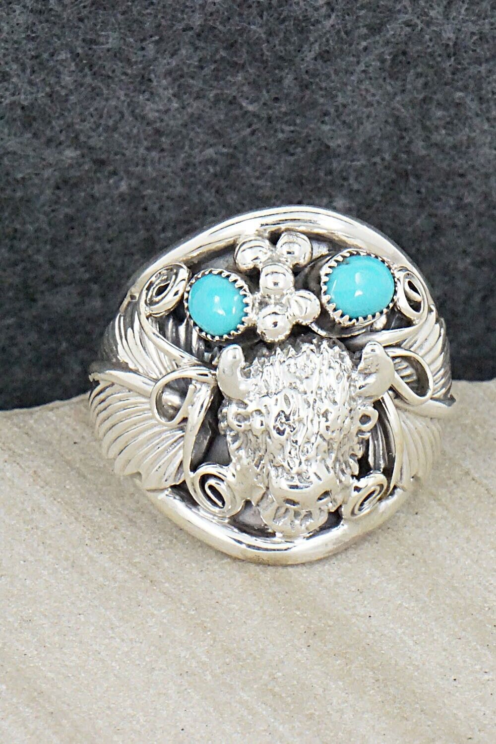 Turquoise & Sterling Silver Ring - Jeannette Saunders - Size 12