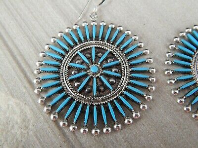 Zuni Sterling Silver & Turquoise Earrings - Iva Booqua - High Lonesome Trading