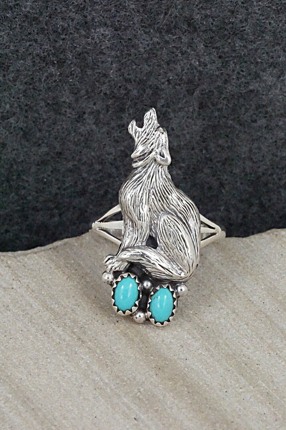 Turquoise & Sterling Silver Ring - William Begay - Size 9.5