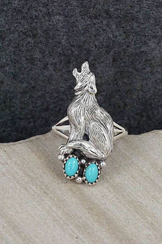 Turquoise & Sterling Silver Ring - William Begay - Size 9.5