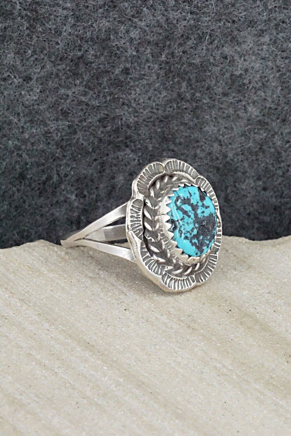 Turquoise & Sterling Silver Ring - Freda Martinez - Size 8