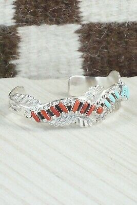 Coral, Turquoise & Sterling Silver Bracelet - Murray Hannaweeka