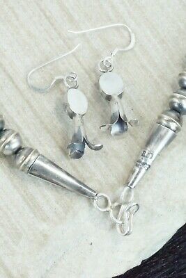 Turquoise & Sterling Silver Squash Blossom and Earrings - Leon Kirlie