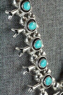 Turquoise & Sterling Silver Squash Blossom & Earrings - Phil Garcia