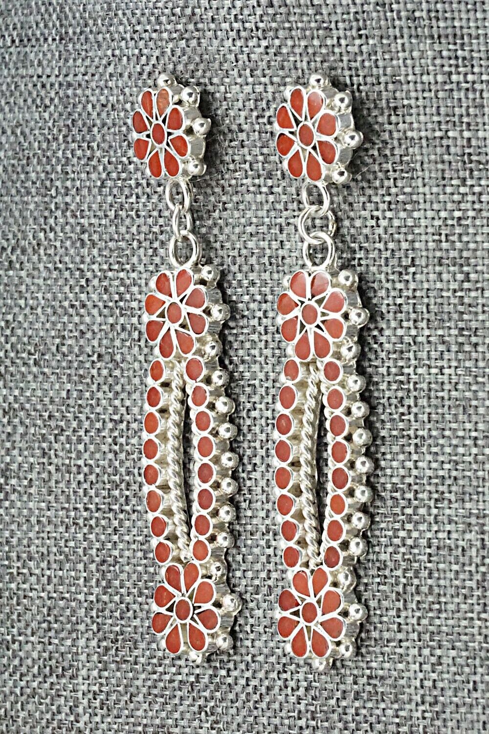 Coral & Sterling Silver Earrings - Michelle Peina