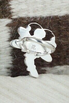 Spiny Oyster & Sterling Silver Dragonfly Ring - Bobby Platero - Size 8.25