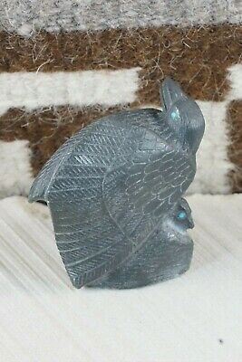Crow Zuni Fetish Carving - Derrick Kaamasee - High Lonesome Trading