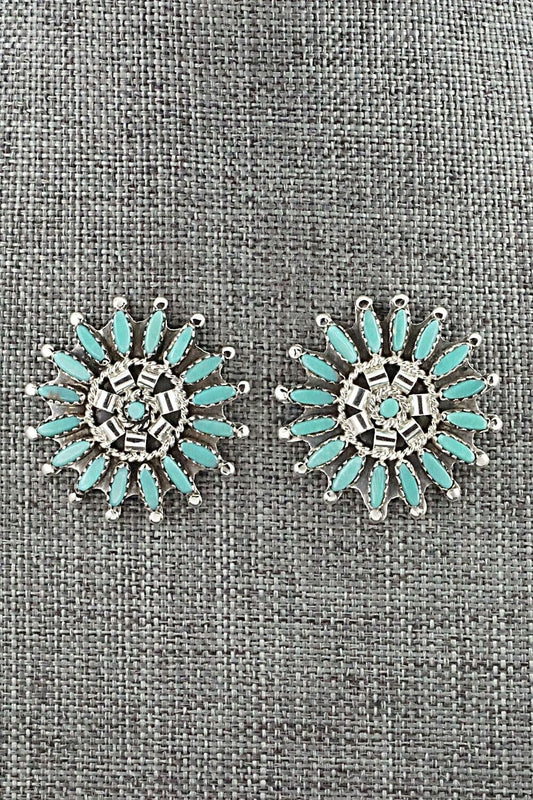 Turquoise & Sterling Silver Earrings - Nathaniel Nez
