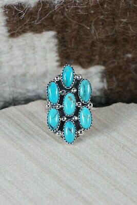 Navajo 7 Stone Turquoise and Sterling Silver Ring - Roberta Begay - 8