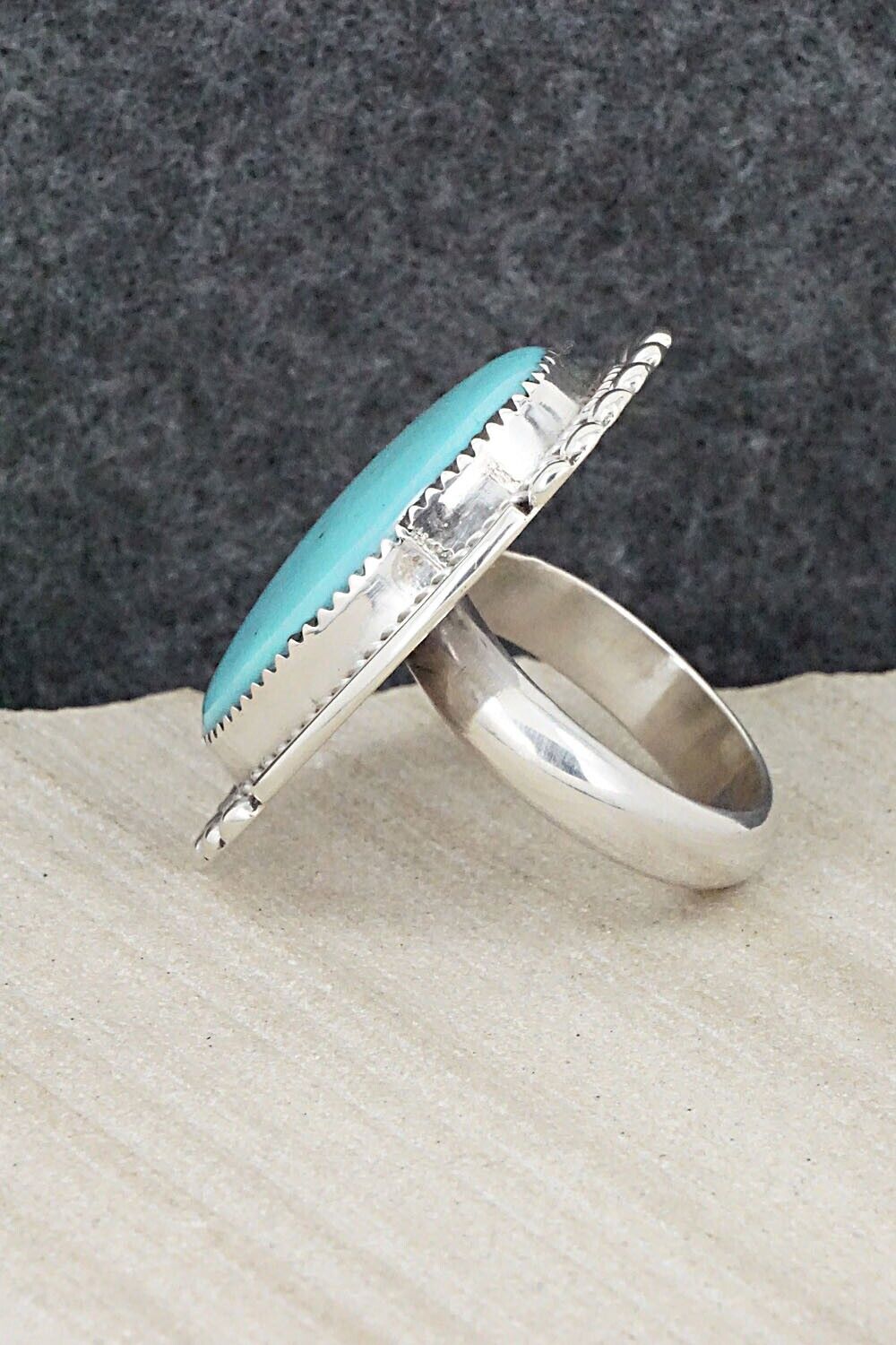 Turquoise & Sterling Silver Ring - Kenny Calavaza - Size 10