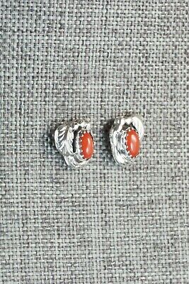 Coral & Sterling Silver Earrings - Elaine Shirley
