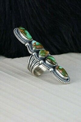 Navajo Royston Turquoise and Sterling Silver Ring - Ernest Roy Begay - Size 9 - High Lonesome Trading