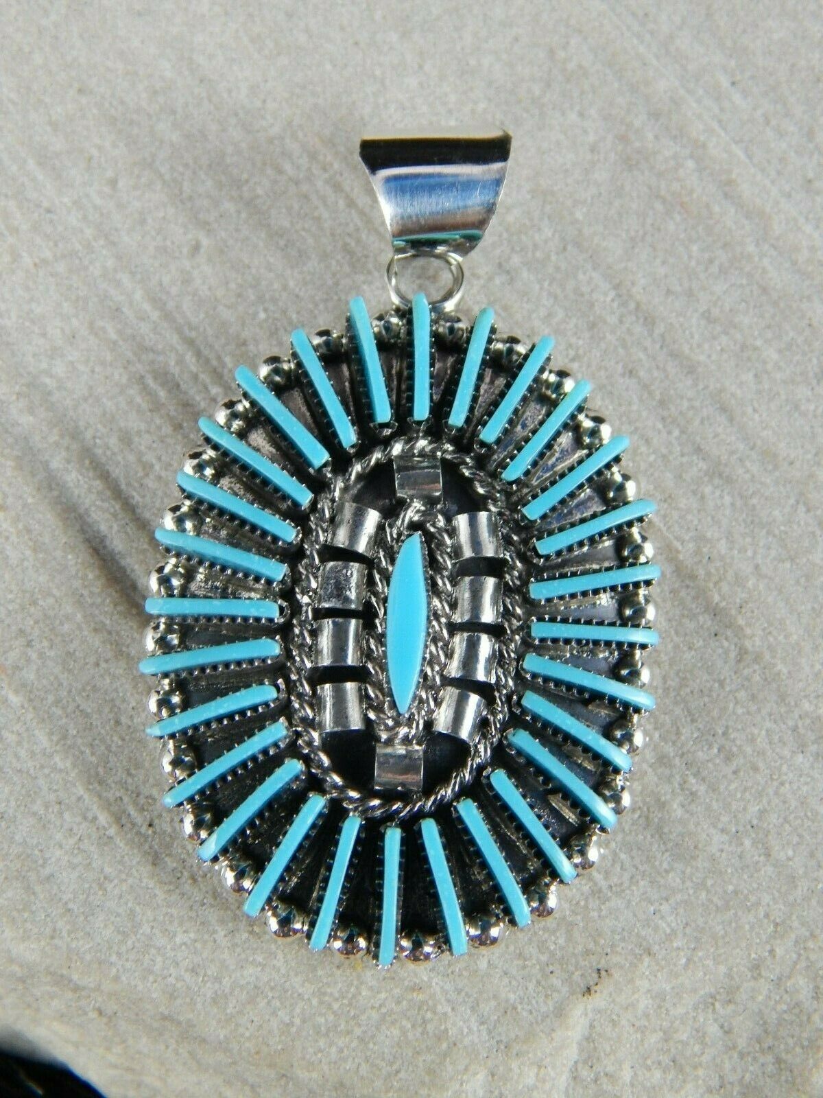 Zuni Turquoise & Sterling Silver Pendant - Carla Laconsello - High Lonesome Trading