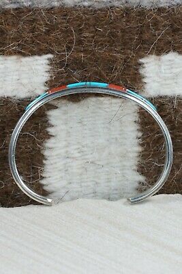 Navajo Turquoise, Coral & Sterling Silver Bracelet - Wilbert Muskett Jr.