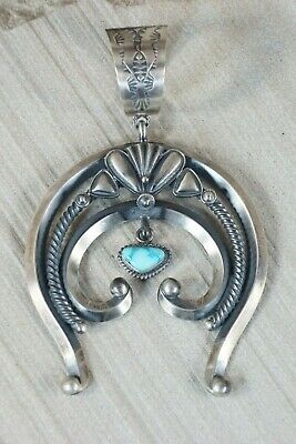 Navajo Turquoise and Sterling Silver Naja Pendant - Derrick Gordon - High Lonesome Trading