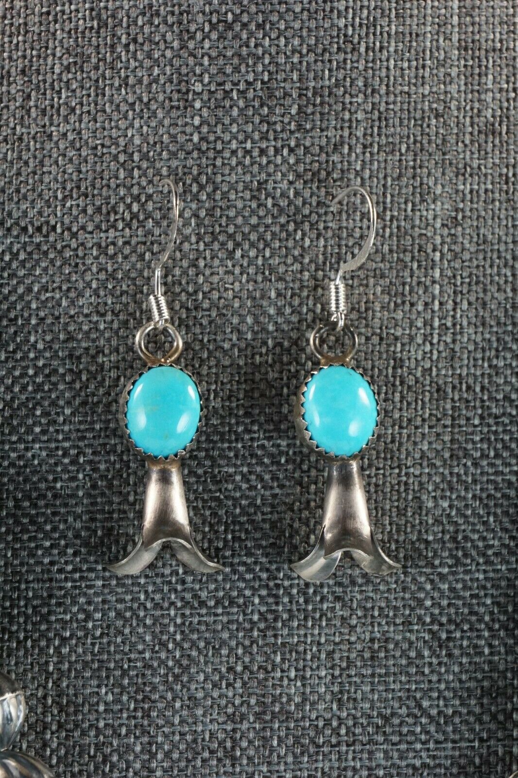 Turquoise & Sterling Silver Squash Blossom & Earrings - Leon Kirlie
