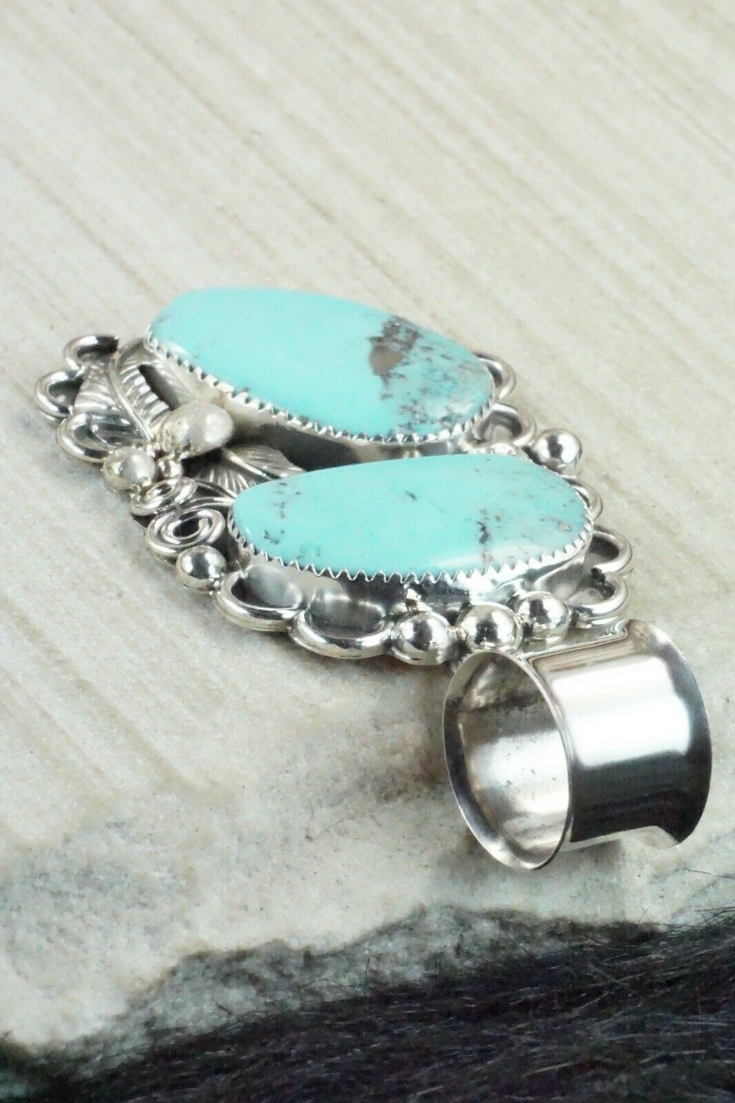Turquoise and Sterling Silver Pendant - Shirley Largo