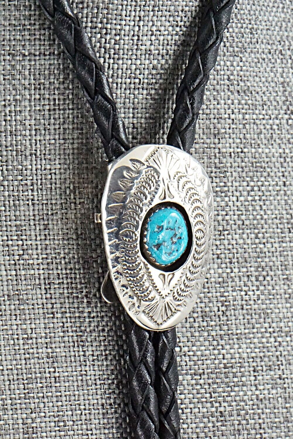 Turquoise & Sterling Silver Bolo Tie - Shirley Skeets