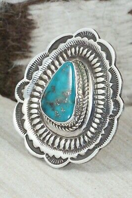 Turquoise and Sterling Silver Ring - Leonard Maloney - Size 8