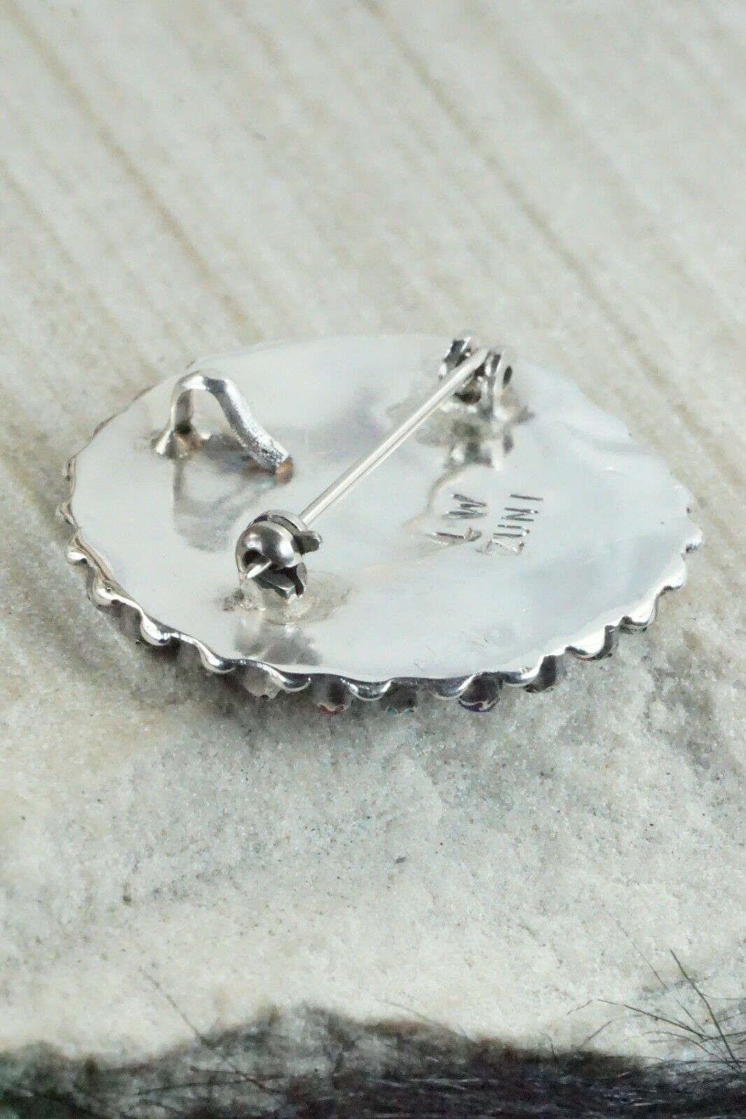 Multi Stone & Sterling Silver Pendant / Pin - Lorencita Walela - High Lonesome Trading