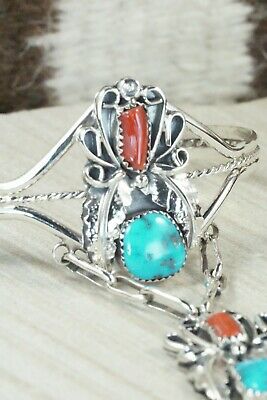 Turquoise & Coral Bracelet and Ring - Harry B. Yazzie