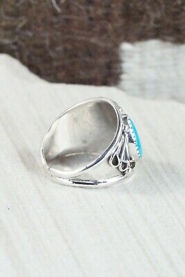 Turquoise, Coral & Sterling Silver Ring - Jeanette Saunders - Size 12