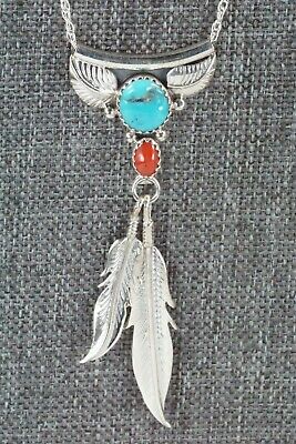 Turquoise, Coral & Sterling Silver Necklace - Sharon McCarthy - High Lonesome Trading