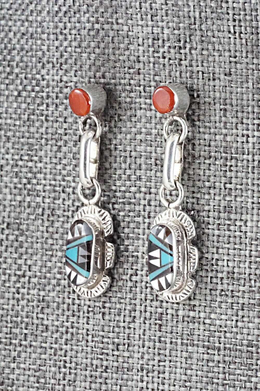 Multi Stone Inlay & Sterling Silver Earrings - Ernest Leekya