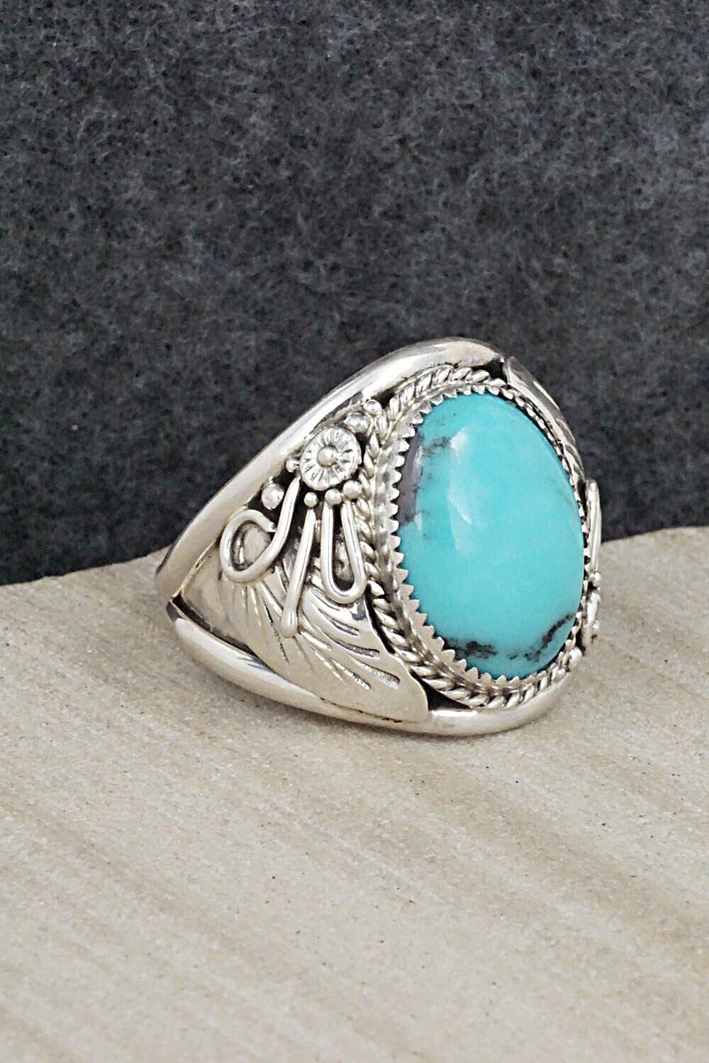 Turquoise & Sterling Silver Ring - Leonard Spencer - Size 12.5