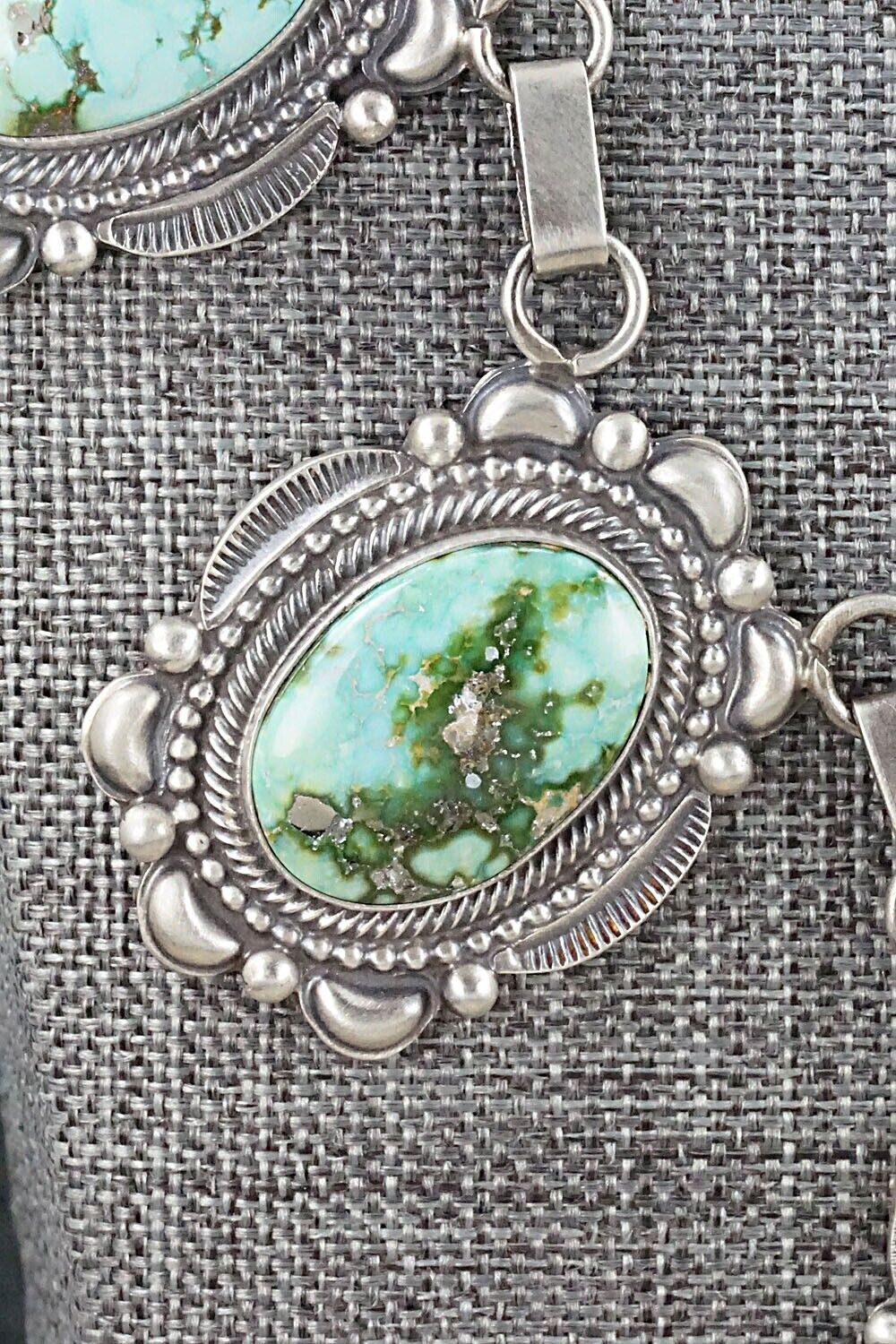 Turquoise & Sterling Silver Necklace and Earrings Set - Tom Lewis