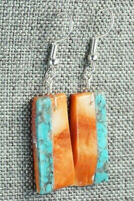 Spiny Oyster, Turquoise & Sterling Silver Earrings - Santo Domingo