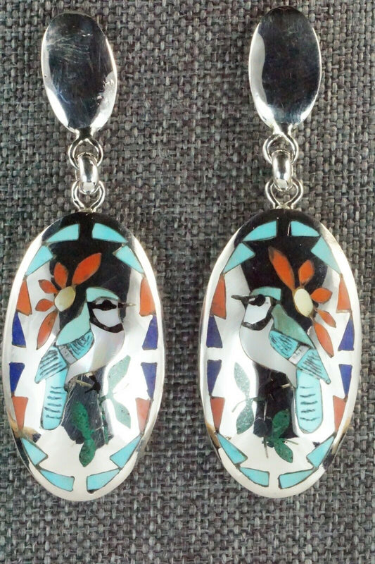 Inlay Turquoise Bluebird & Sterling Silver Earrings - Quintin Quam