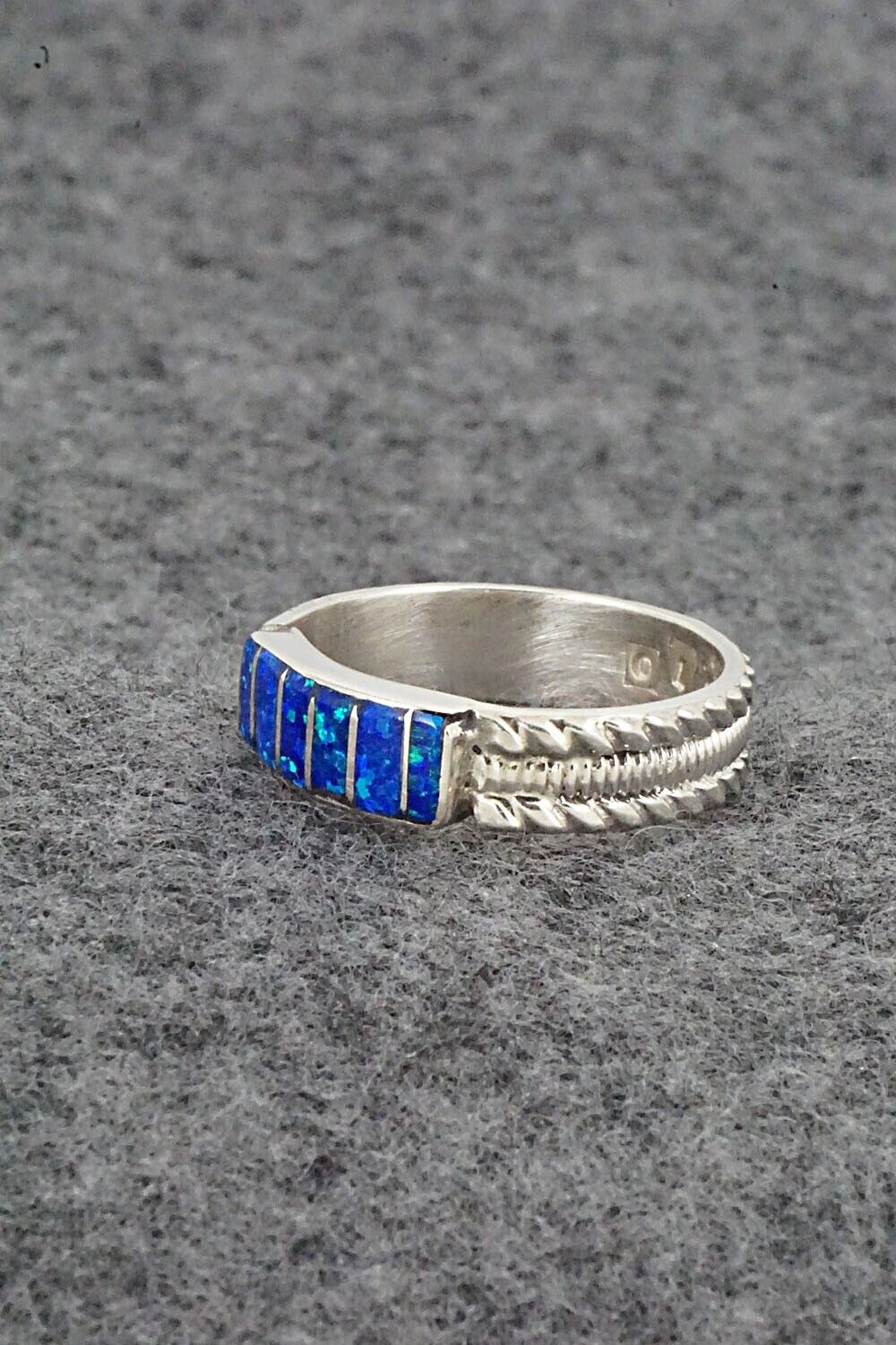 Opalite & Sterling Silver Inlay Ring - Orlando Laweka - Size 7.75