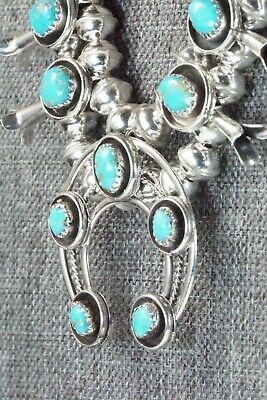 Turquoise & Sterling Silver Squash Blossom and Earrings - Phil Garcia