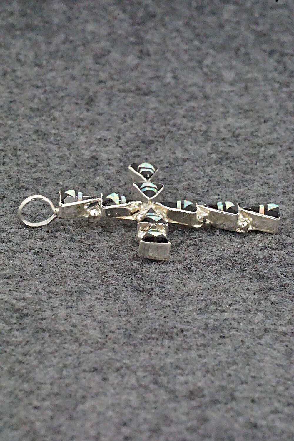 Opalite, Onyx & Sterling Silver Pendant - Francine Chapito