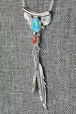 Turquoise, Coral & Sterling Silver Necklace - Sharon McCarthy
