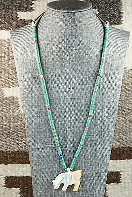 Mountain Lion Zuni Fetish Carving Necklace - Andres Quandelacy