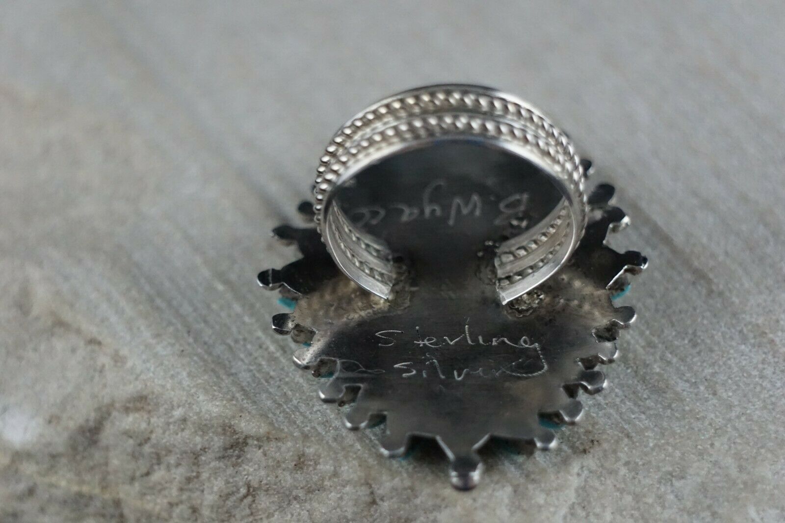 Zuni Sterling Silver & Turquoise Ring - Bernie Wyaco - Size 7 - High Lonesome Trading