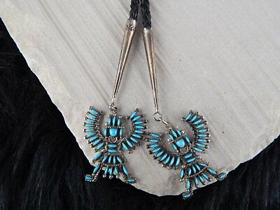 Zuni Sterling Silver & Turquoise Bolo Tie - H.I. Bowekaty - High Lonesome Trading