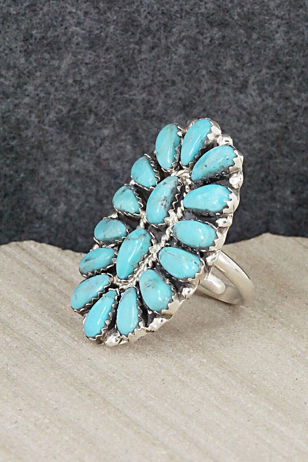 Turquoise and Sterling Silver Ring - Jesse Williams - Size 6.5 (adjustable)