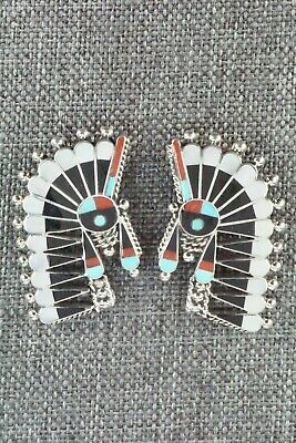 Multi Stone Inlay & Sterling Silver Earrings - Fabian Cellicion