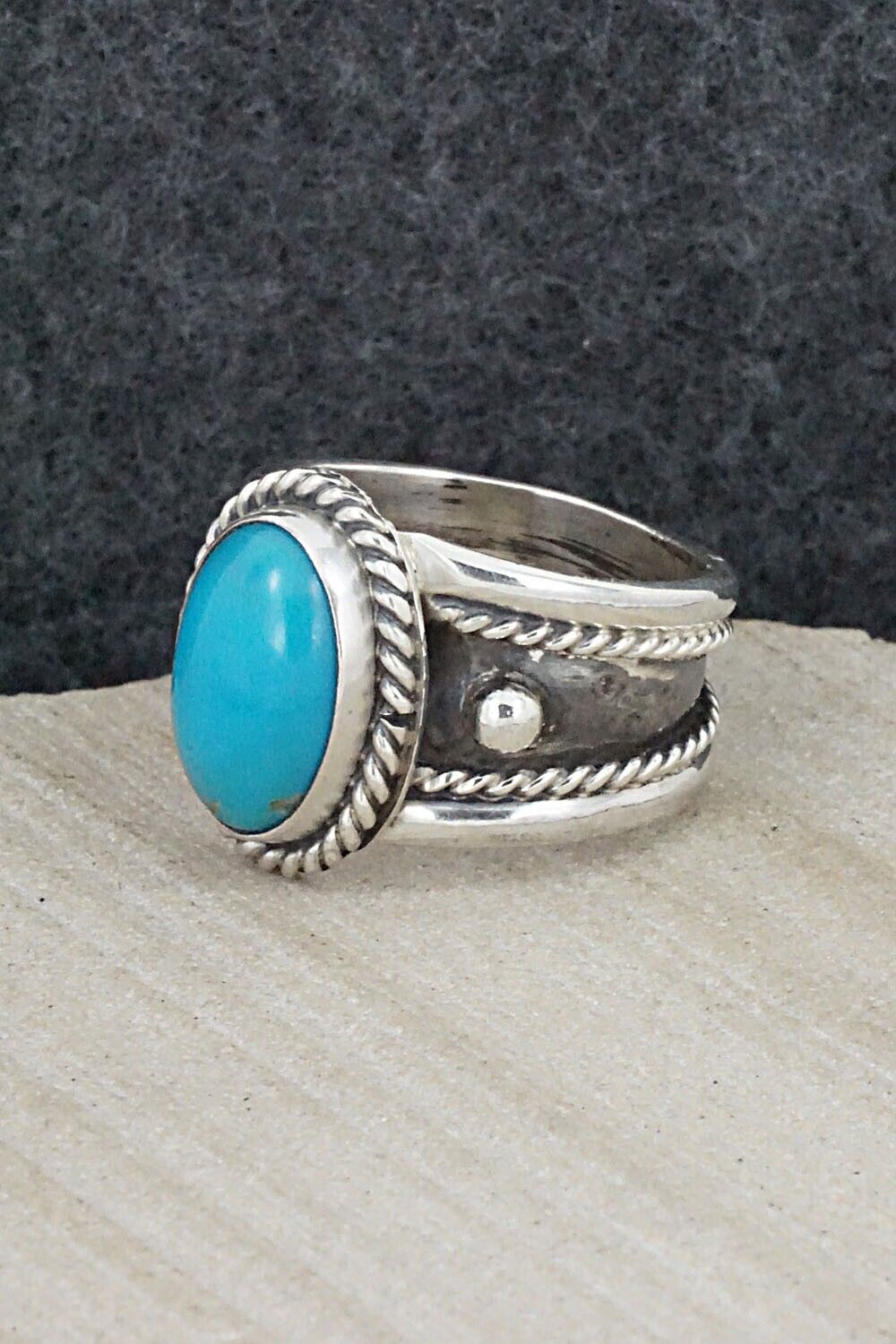 Turquoise & Sterling Silver Ring - Thomas Yazzie - Size 8.75