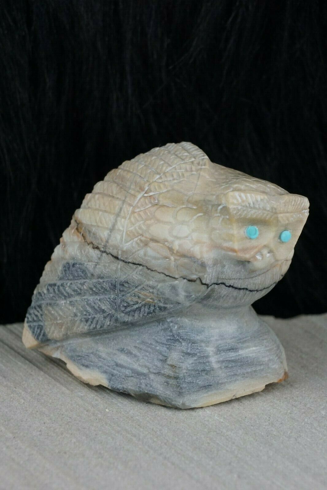 Owl Zuni Fetish Carving - Derrick Kaamasee - High Lonesome Trading