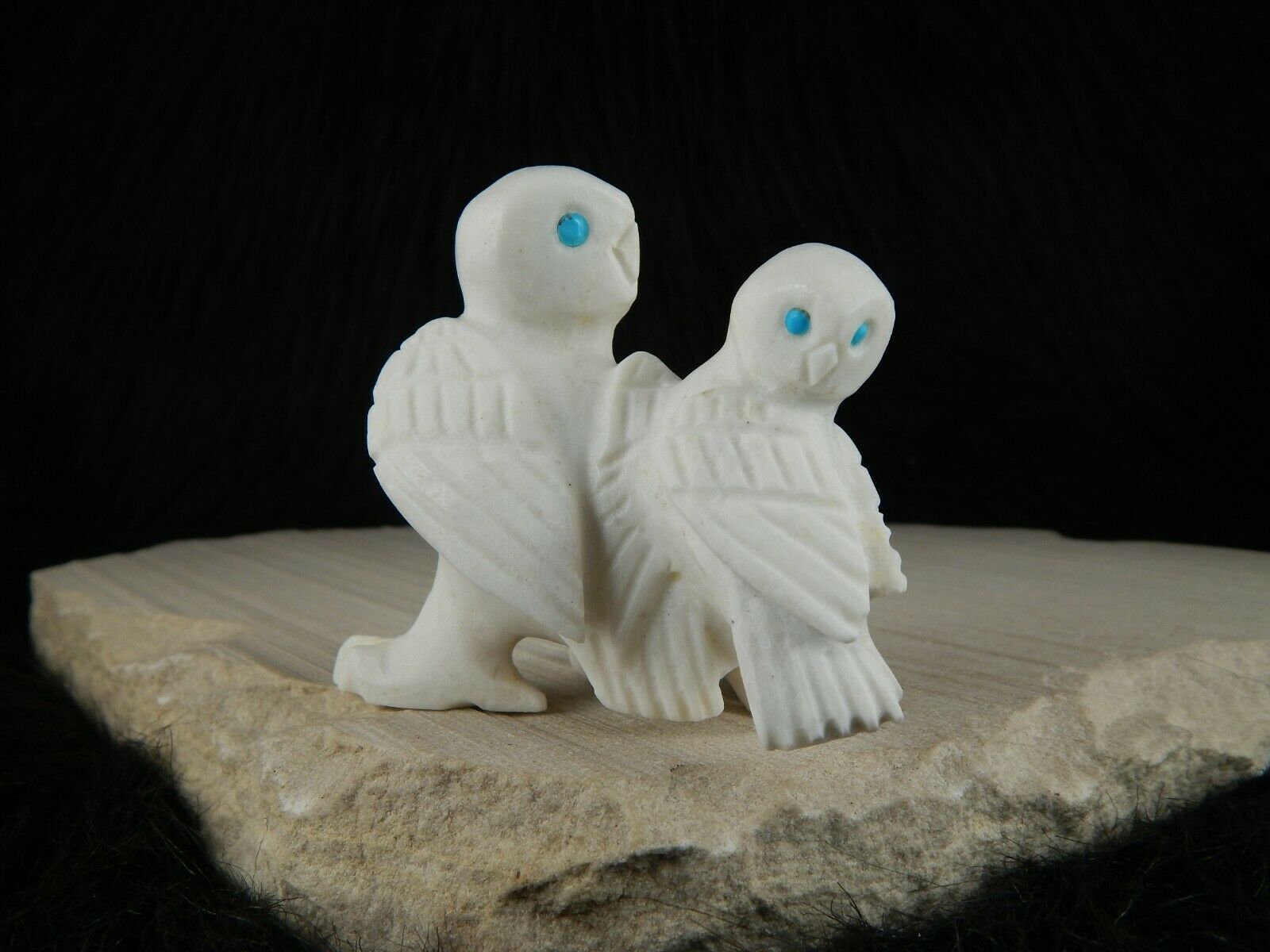 Owls Zuni Fetish Carving - Albert Eustace Sr - High Lonesome Trading